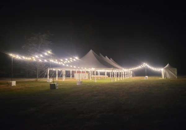 Tampa Outdoor Event Tent Rental with Four Peaks - Night View