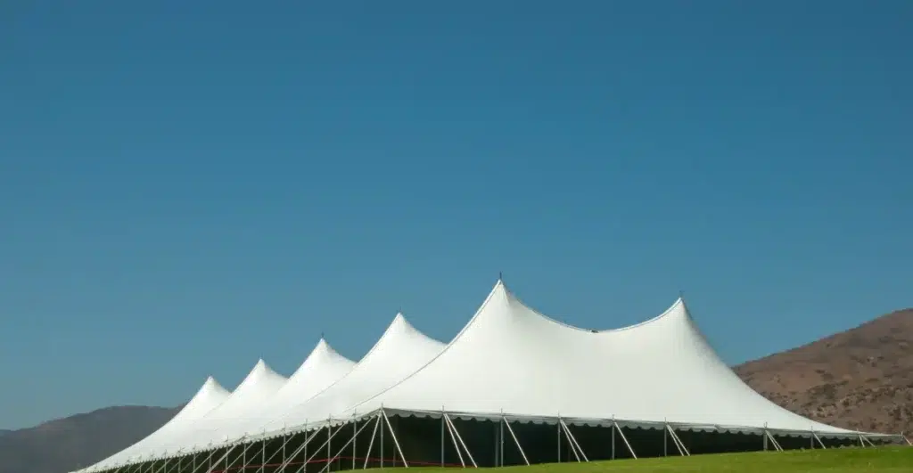 Corporate Event in a Large Tent, showcasing how much it costs to rent a tent for such events